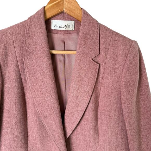 Austin Hill Vintage Dusty Rose Wool Blazer Jacket‎ One Button Mauve, Size Small - Picture 2 of 11